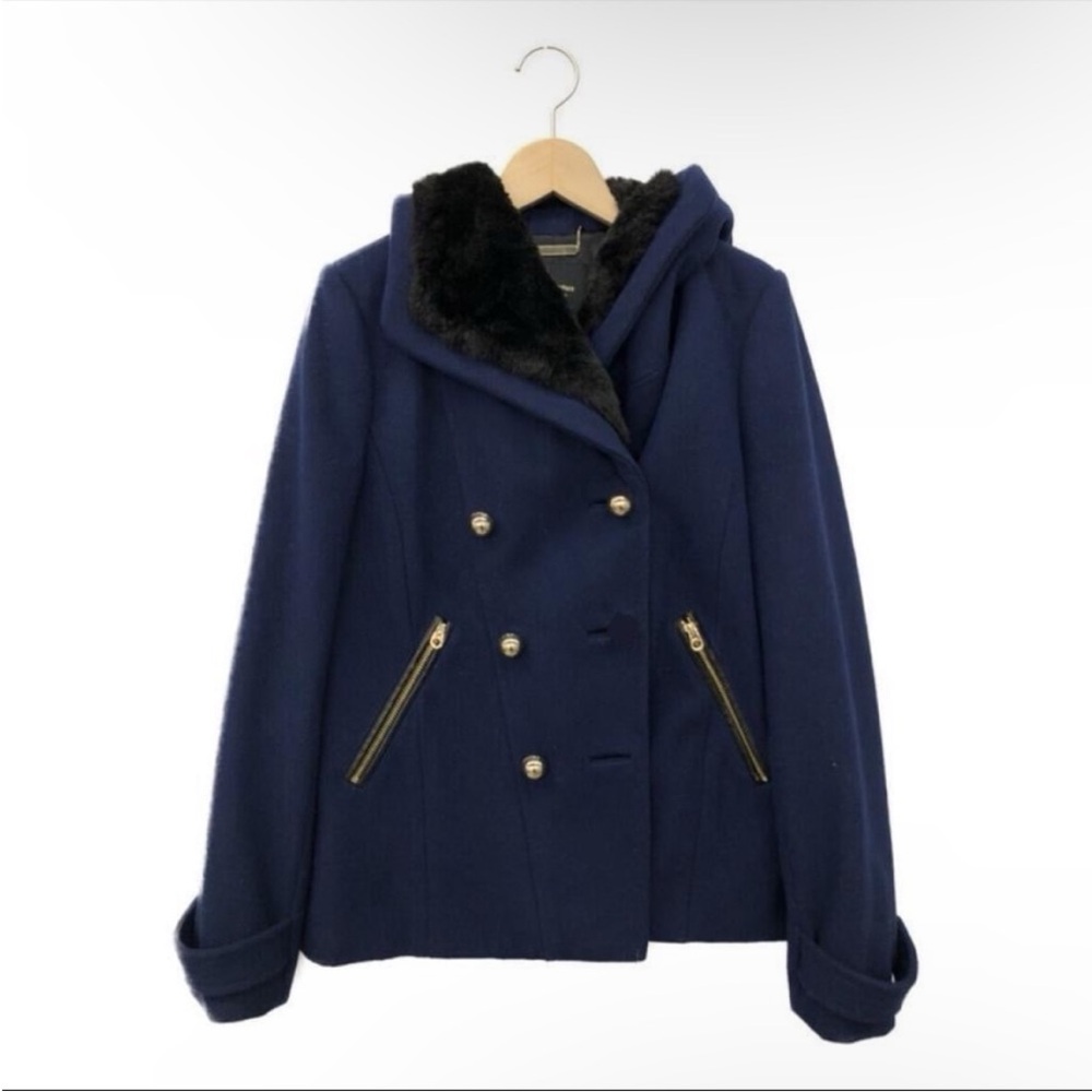 Juicy Couture Navy Pea Coat with Gold Accents